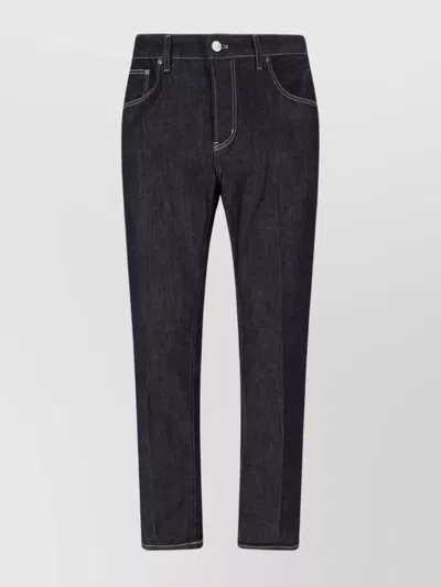 Pt Torino Straight Leg Trousers With Belt Loops In Blue