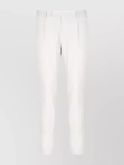 Pt Torino Straight Pleated Cotton Trousers In White