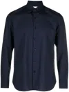 Pt Torino Straight-point Collar Wool Shirt In Blue