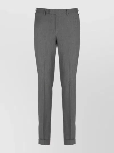 Pt Torino Straight Wool Pants Belt Loops Pockets In Gray