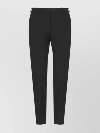 Pt Torino Straight Wool Tailored Trousers In Black