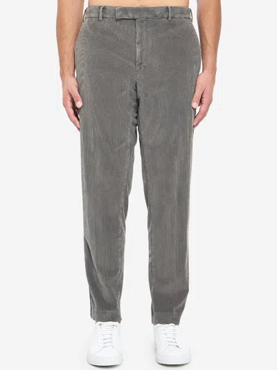Pt Torino Straightleg Corduroy Trousers In Gray