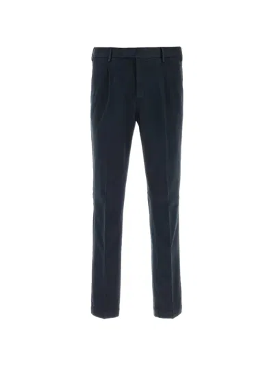 Pt Torino Stretch Cotton Tailored Pants Belt Loops In Black