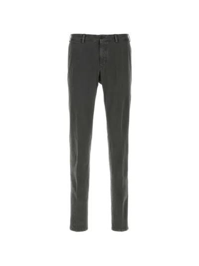 Pt Torino Men Dark Grey Flat Front Pants In Gray