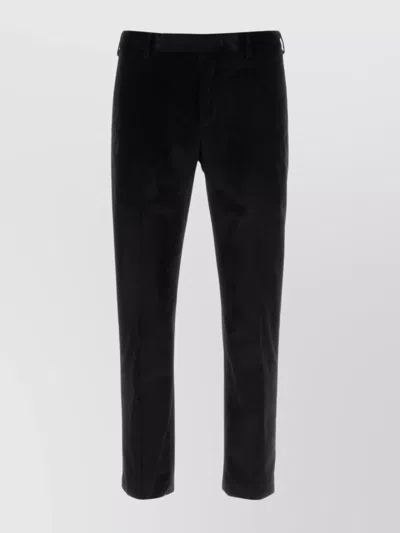 Pt Torino Stretch Corduroy Trousers Featuring Pockets In Black