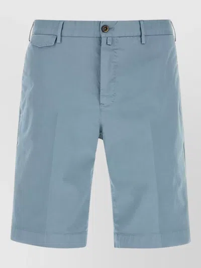 Pt Torino Stretch Cotton Bermuda Shorts Belt Loops Pockets In Blue