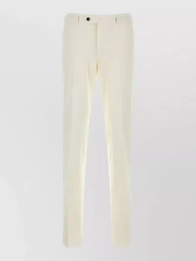 Pt Torino Stretch Cotton Blend Joggers Trousers Belt Loops In White