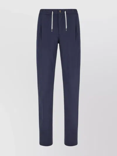 Pt Torino Stretch Cotton Blend Pants With Drawstring Waist In Blue