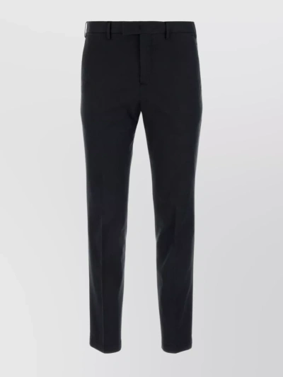 Pt Torino Stretch Cotton Blend Pleated Trousers In Black