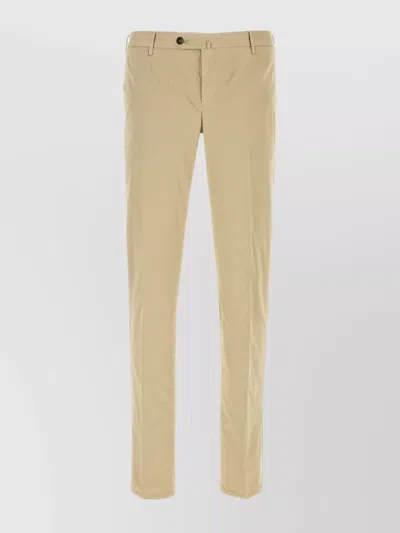 Pt Torino Beige Stretch Cotton Blend Silkochino Pant