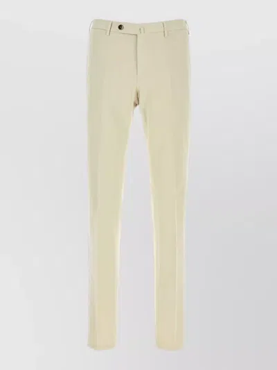 Pt Torino Stretch Cotton Blend Tailored Pants Belt Loops In Neutral