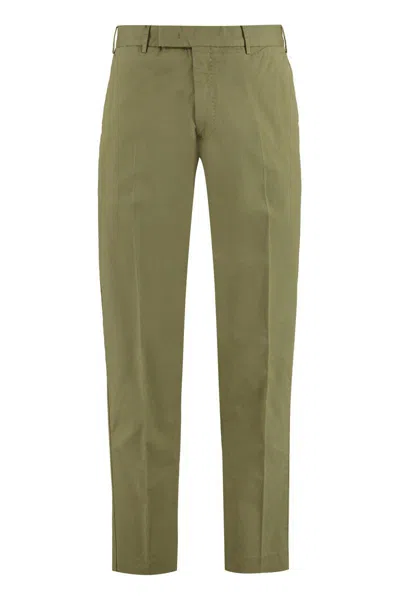 Pt Torino Stretch-cotton Chino Trousers In Green