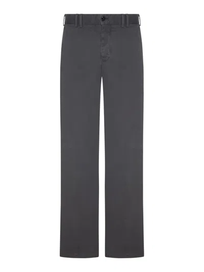 Pt Torino Stretch Cotton Chino Trousers With Straight Leg In Grey