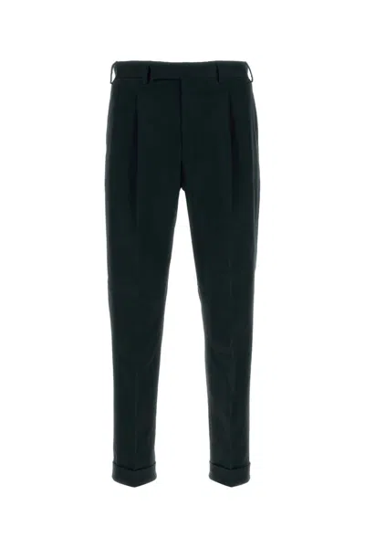 Pt Torino Stretch Cotton Pant For Men In Black