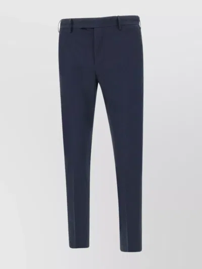 Pt Torino Stretch Cotton Satin Trousers In Blue