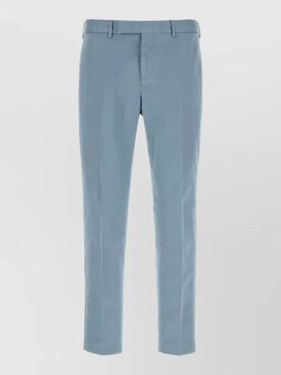 Pt Torino Stretch Cotton Tailored Pants Front Crease In Blue