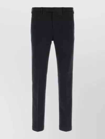 Pt Torino Stretch Cotton Slim Fit Belt Loop Pants In Black