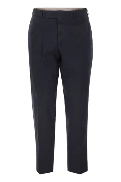 Pt Torino Stretch Cotton Tailored Trousers In Blue