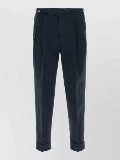 Pt Torino Blue Pants With Pences And Belt Loops In Cotton Blend Man In Black