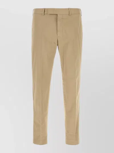 Pt Torino Stretch Cotton Trousers Belt Loops Pockets In Neutral