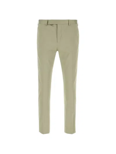 Pt Torino Stretch Cotton Trousers Slim Cut Belt Loops In Gray