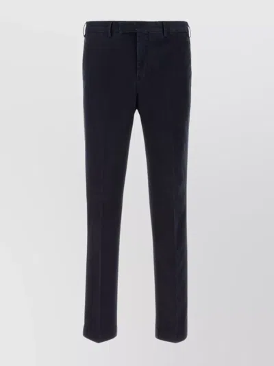 Pt Torino Stretch Cotton Trousers With Pockets And Loops In Black