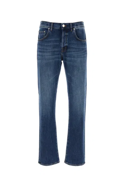 Pt Torino Faded Wash Stretch Denim Jeans In Blue