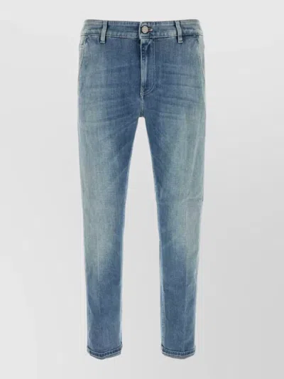 Pt Torino Stretch Denim Jeans Faded Wash Belt Loops In Blue