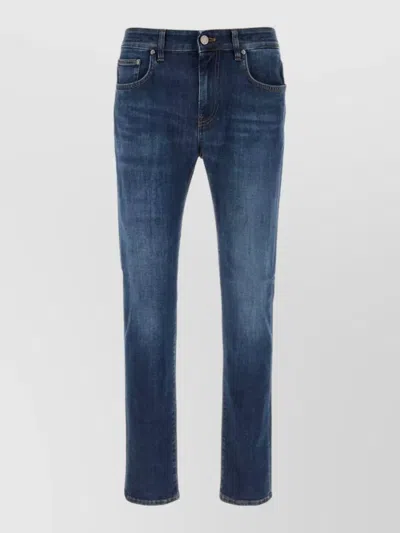 Pt Torino Stretch Denim Trousers Faded Five Pocket Design In Blue