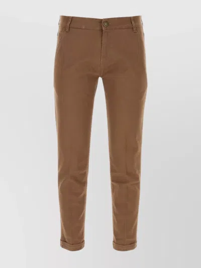 Pt Torino Stretch Denim Trousers With Back Pockets And Belt Loops In Gold