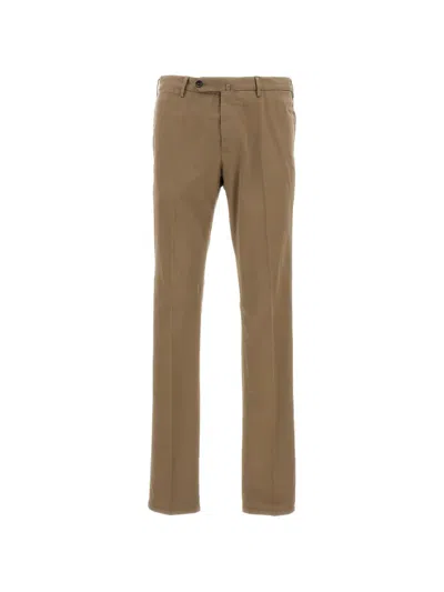 Pt Torino Slim Stretch Gabardine Trousers In Brown