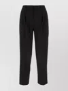 Pt Torino Stretch Polyester Cropped Trousers With Elastic Waistband In Black