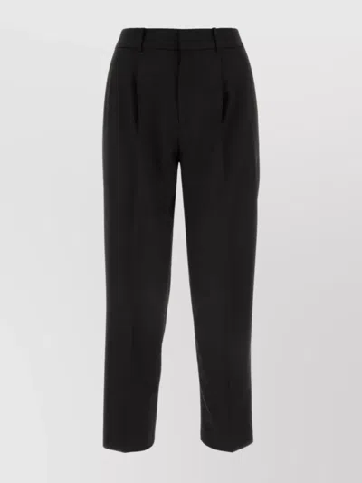 Pt Torino Stretch Polyester Cropped Trousers With Elastic Waistband In Black