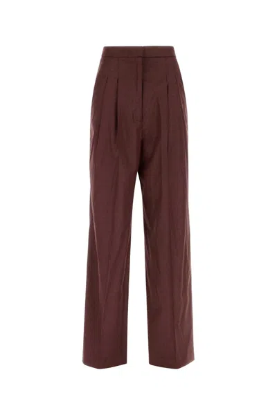 Pt Torino Stretch Twill Wide-leg Grace Pant In Burgundy