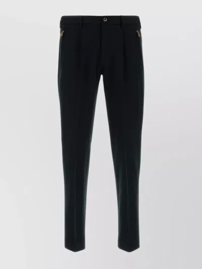 Pt Torino Stretch Viscose Blend Trousers Featuring Pockets In Black
