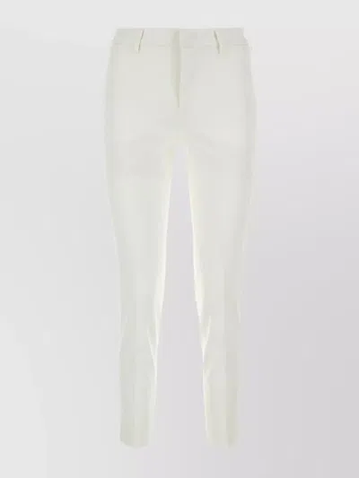 Pt Torino Stretch Viscose Trousers With Front And Back Pockets In White
