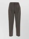 Pt Torino Stretch Wool Blend Trousers Embroidered In Gray