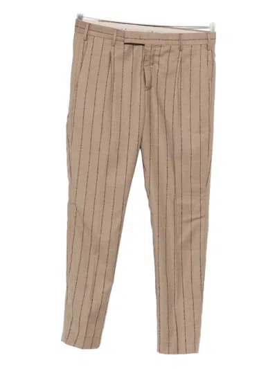 Pt Torino Stripe-pattern Trousers In Brown