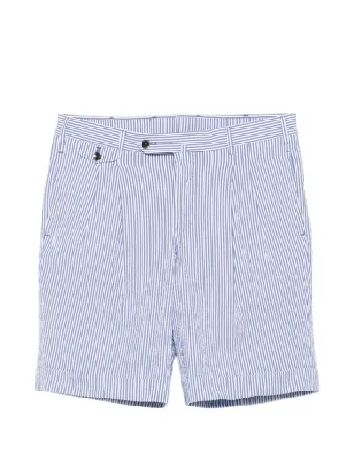 Pt Torino Striped Seersucker Shorts In Blue