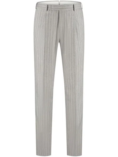 Pt Torino Striped Tailored Trousers In Grey