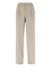 Pt Torino Wool Pants With Embroidered Pleats And Pockets In Neutral