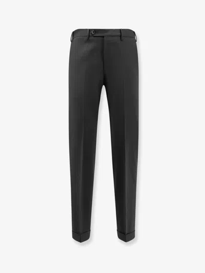Pt Torino Style Master Fit Stretch Wool Trousers In Black