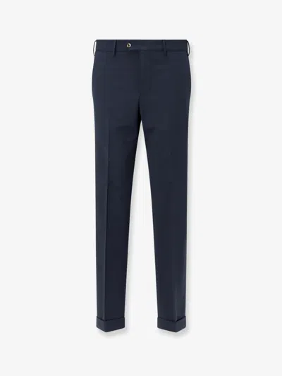 Pt Torino Style Master Fit Stretch Wool Trousers In Blue