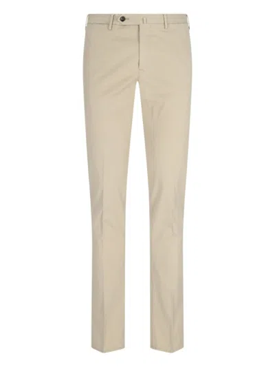 PT TORINO SUPERSLIM FIT BEIGE COTTON CHINOS WITH CLASSIC POCKETS