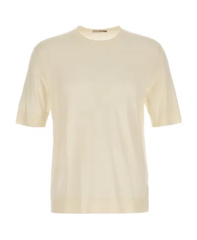 Pt Torino T-shirt With Round Neck And Short Sleeves In Neutral