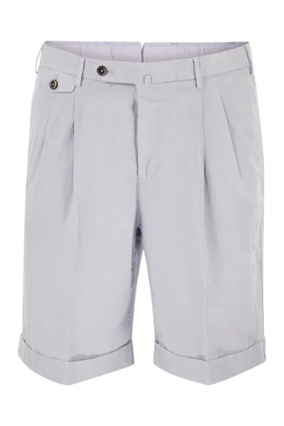 Pt Torino Tailored Bermuda Shorts In Lyocell, Linen And Cotton Blend In Pink