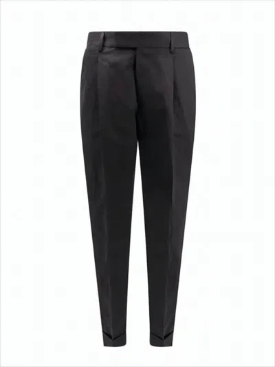 Pt Torino Tailored Black Suit Pants With Cropped Length And Feather Charm