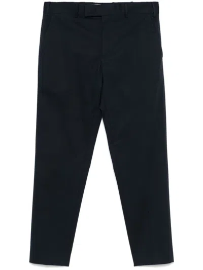 Pt Torino Tailored Blue Trousers With Classic Waistband In Black