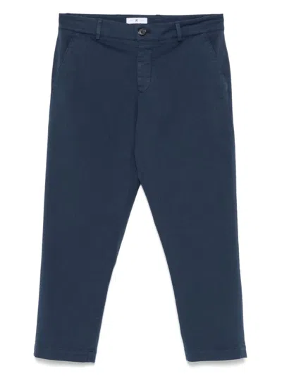 Pt Torino Tailored Blue Trousers With Mid-rise Waist
