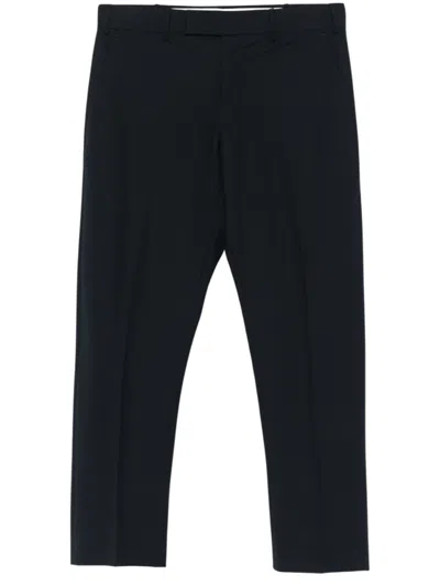 Pt Torino Tailored Blue Trousers With Subtle Crease In Black